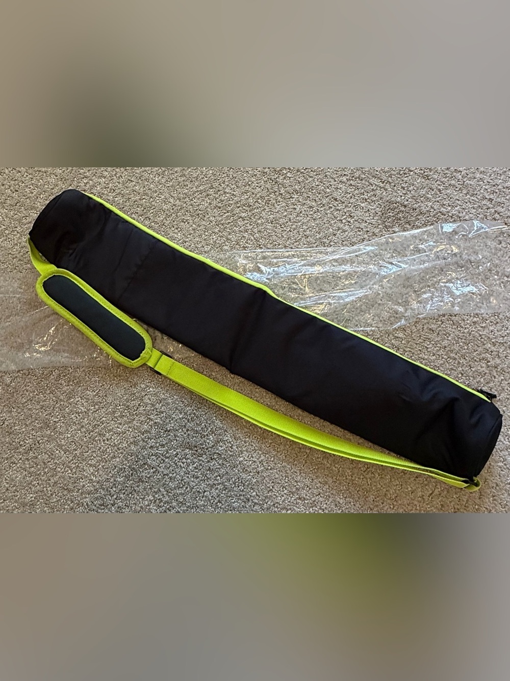 Black Yellow Insulated 6 Pack Beer Soda Cooler Tube Sleeve Shoulder Strap Travel